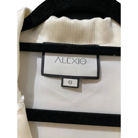 Alexis White Renita Sheer-Panel Long Sleeve Button Front Mini Dress Size Small - Picture 5 of 8